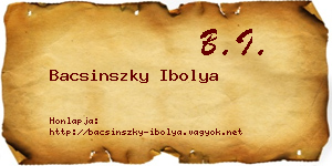 Bacsinszky Ibolya névjegykártya