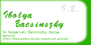 ibolya bacsinszky business card